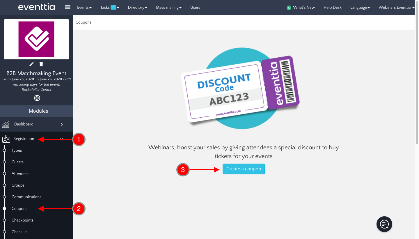 How to create discount coupons and early bird promo codes?